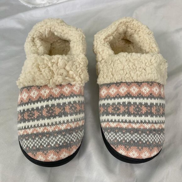 Chunky Teddy Pink Gray Winter Snow Norwegian Style Soft Slippers US 10 - Picture 5 of 8